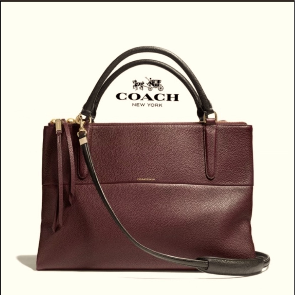 Coach Borough 28250 Burgundy Pebbled Leather Tote